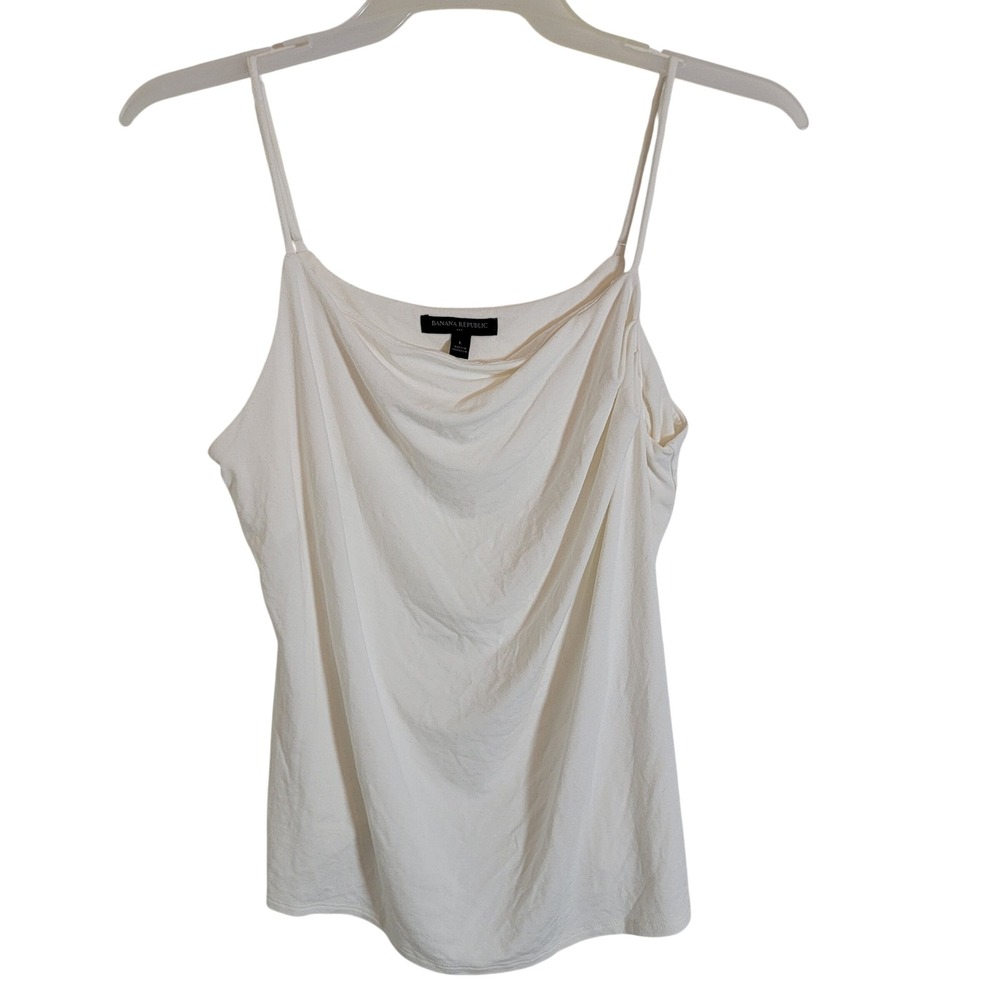 Banana Republic Women Large Cream Cowl Neck Cami Adjustable Spaghetti Strap Tank